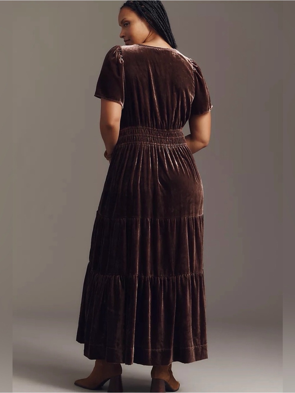 Anthropologie Chocolate Brown Velvet Somerset Maxi Dress NWT - Picture 2 of 9